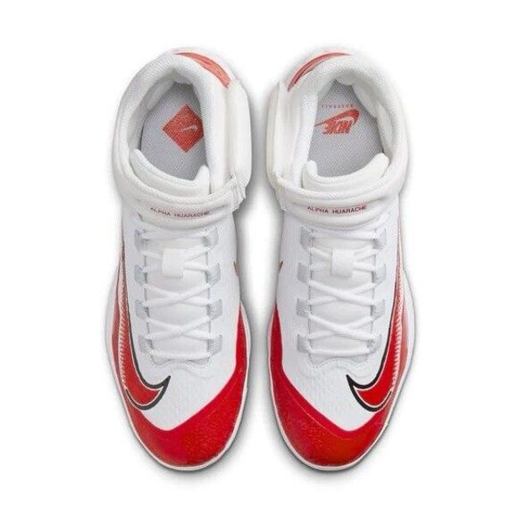 Size 9 Nike Alpha Huarache Elite 4 Mid White Red Men Baseball Cleats FD2744-105 main image 5